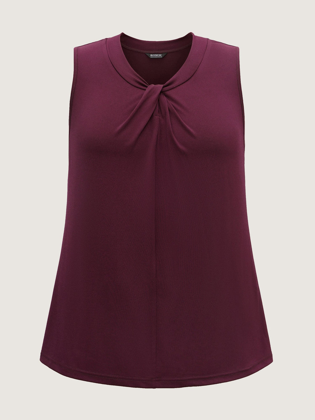 Solid Asymmetrical Neck Twist Front Tank Top